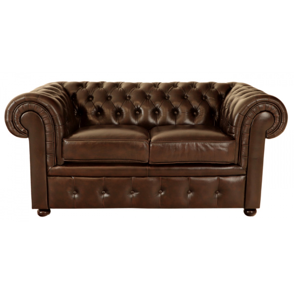 Pohovka dvojmiestna Chesterfield Comfort z pravej hovädzej kože