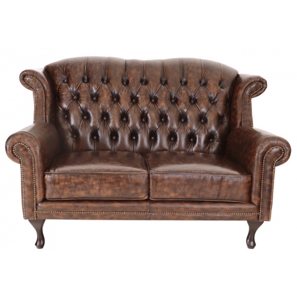 Pohovka dvojmiestna Chesterfield Crown z pravej hovädzej kože