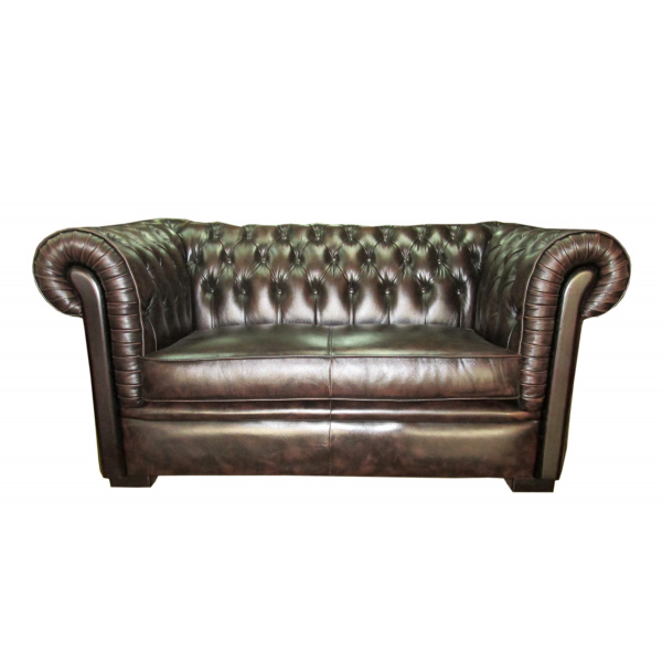 Pohovka dvojmiestna Chesterfield Tiffy z pravej hovädzej kože
