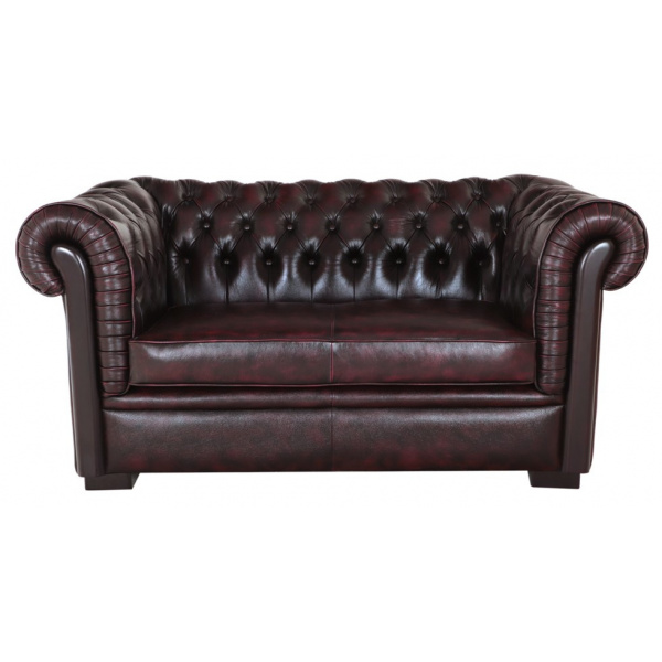 Pohovka dvojmiestna Chesterfield Tiffy z pravej hovädzej kože