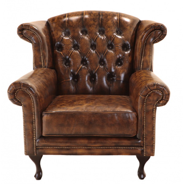 Pohovka jednomiestna Chesterfield Crown z pravej hovädzej kože