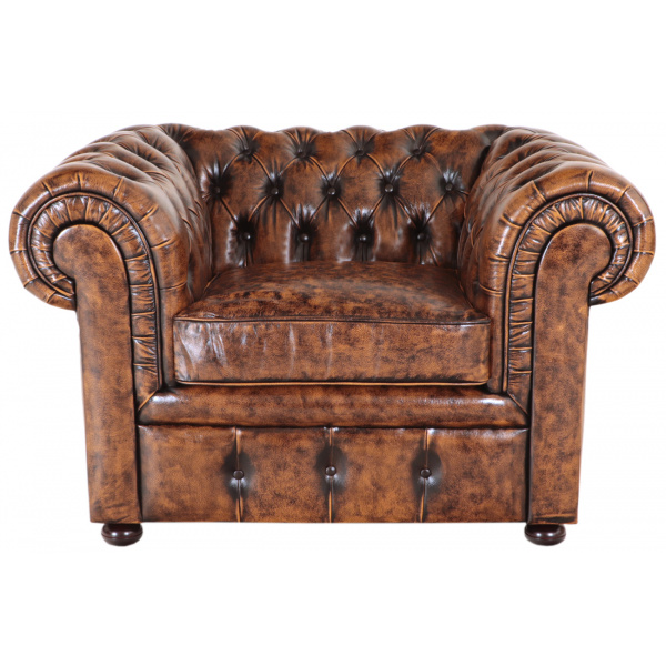 Pohovka jednomiestna Chesterfield Comfort z pravej hovädzej kože