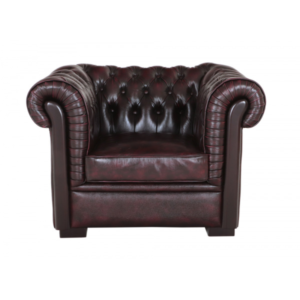 Pohovka jednomiestna Chesterfield Tiffy z pravej hovädzej kože