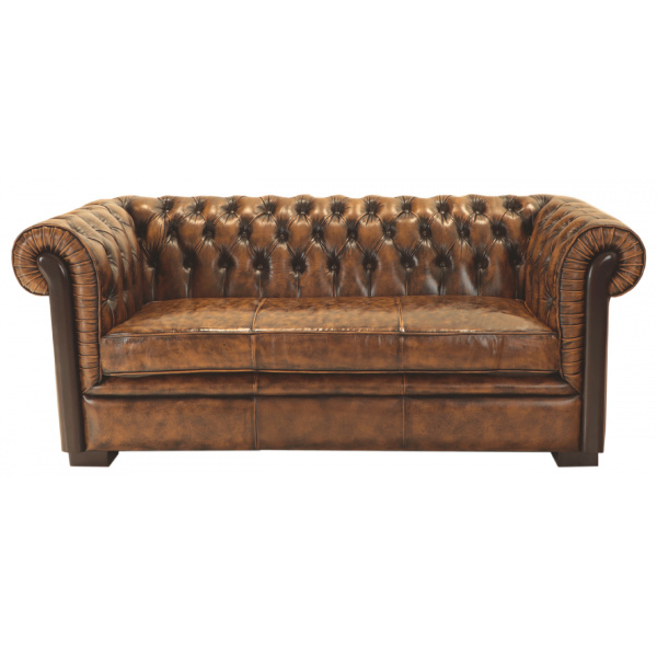 Pohovka trojmiestna Chesterfield Tiffy z pravej hovädzej kože Pohovka trojmiestna Chesterfield Tiffy z pravej hovädzej kože