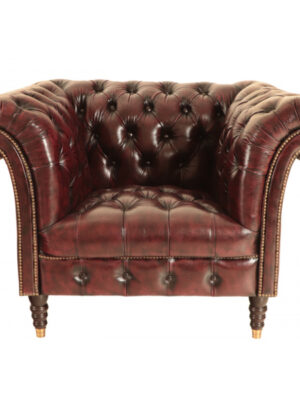 Pohovka jednomiestna Chesterfield Bath z pravej hovädzej kože New Red