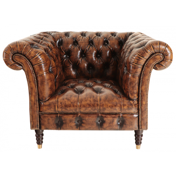 Pohovka jednomiestna Chesterfield Bath z pravej hovädzej kože