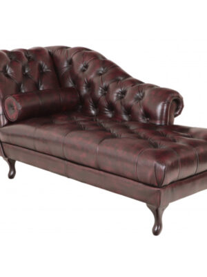 Leňoška Chesterfield Delano z pravej hovädzej kože New Red