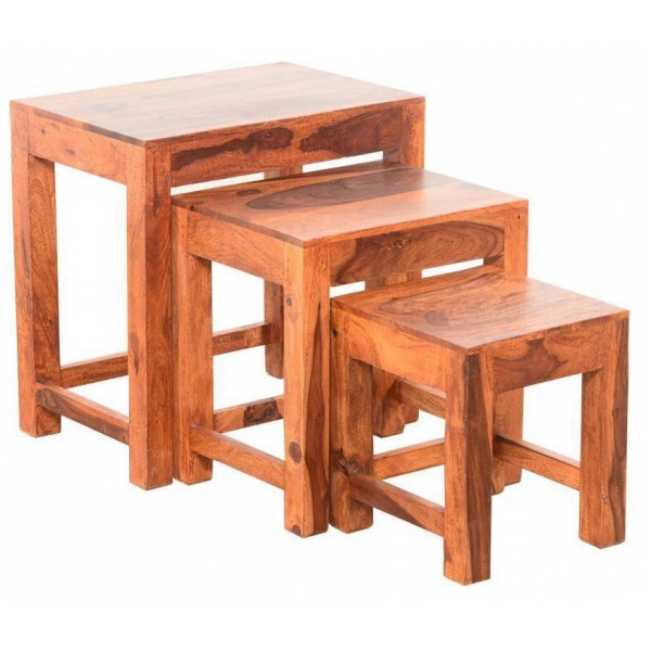 Odkladacie stolíky Kali 3ks indický masív palisander