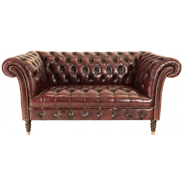 Pohovka dvojmiestna Chesterfield Bath z pravej hovädzej kože New Red Pohovka dvojmiestna Chesterfield Bath z pravej hovädzej kože New Red