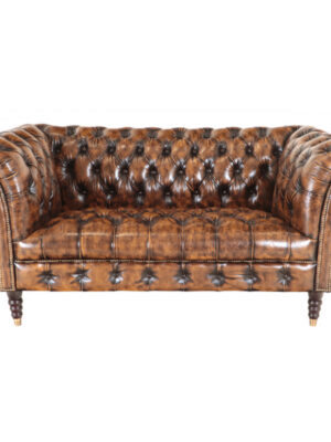 Pohovka dvojmiestna Chesterfield Bath z pravej hovädzej kože Whisky Pohovka dvojmiestna Chesterfield Bath z pravej hovädzej kože Whisky