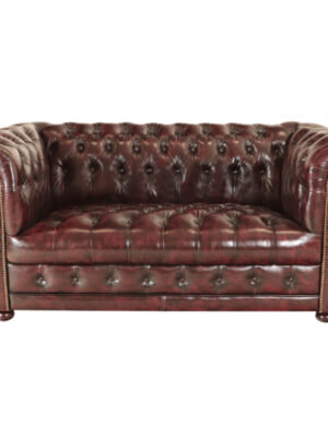 Pohovka dvojmiestna Chesterfield Manchester z pravej hovädzej kože New Red