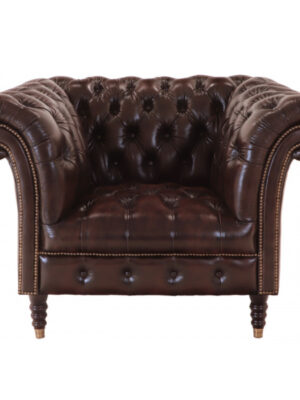 Pohovka jednomiestna Chesterfield Bath z pravej hovädzej kože Brown