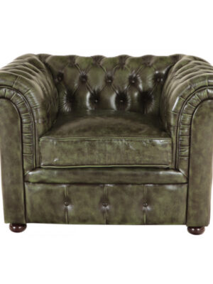Pohovka jednomiestna Chesterfield Comfort z pravej hovädzej kože Green