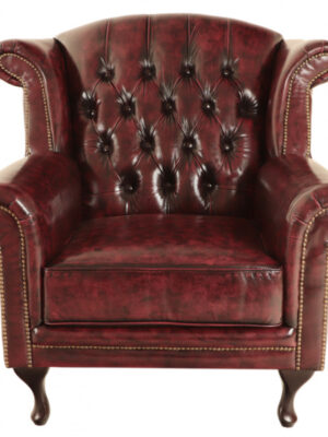 Pohovka jednomiestna Chesterfield Crown z pravej hovädzej kože New Red