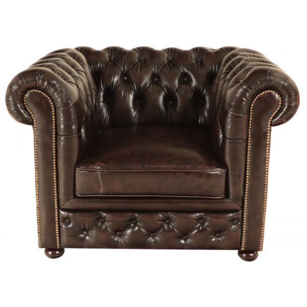 Pohovka jednomiestna Chesterfield Greenfield z pravej hovädzej kože Brown