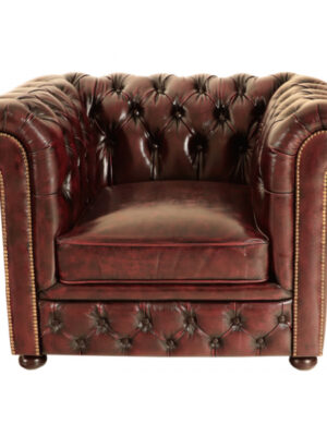 Pohovka jednomiestna Chesterfield Greenfield z pravej hovädzej kože New Red