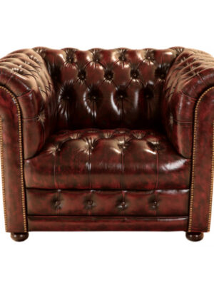 Pohovka jednomiestna Chesterfield Manchester z pravej hovädzej kože New Red