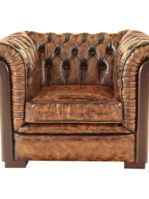 Pohovka jednomiestna Chesterfield Tiffy z pravej hovädzej kože Whisky