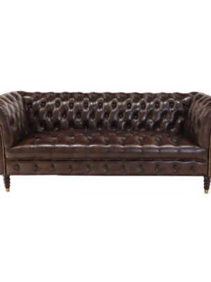 Pohovka trojmiestna Chesterfield Bath z pravej hovädzej kože Brown