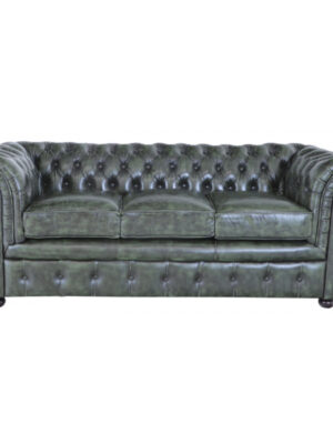 Pohovka trojmiestna Chesterfield Comfort z pravej hovädzej kože Green