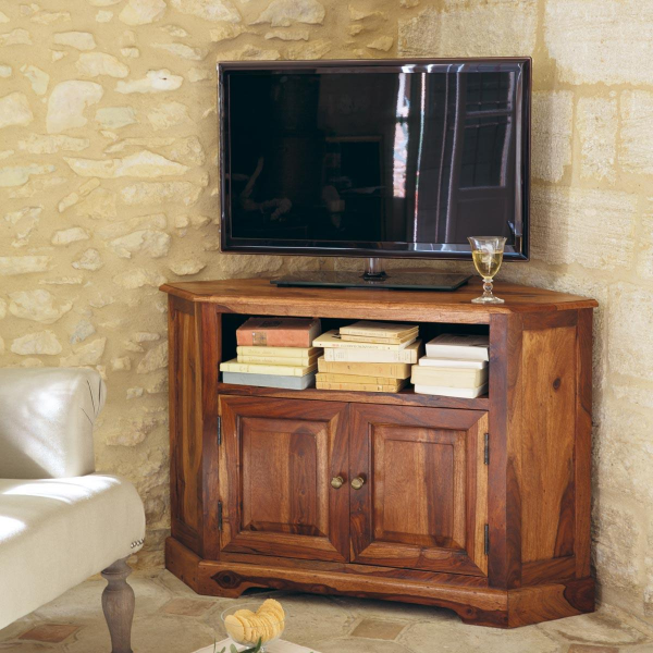 TV stolík rohový 110x70x50 indický masív palisander