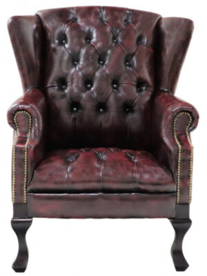 Kreslo Chesterfield Chester z pravej hovädzej kože New Red