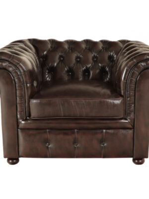 Pohovka jednomiestna Chesterfield Comfort z pravej hovädzej kože Brown