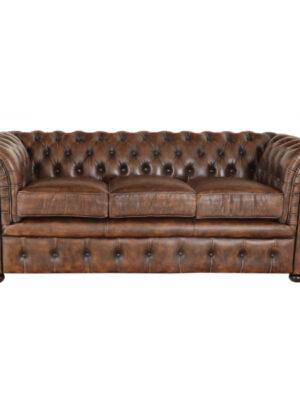 Pohovka trojmiestna Chesterfield Comfort z pravej hovädzej kože Whisky