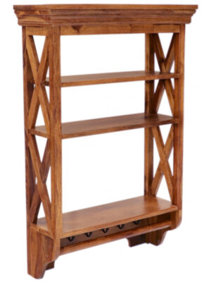Polica na stenu Jali 60x90x22 z indického masívu palisander