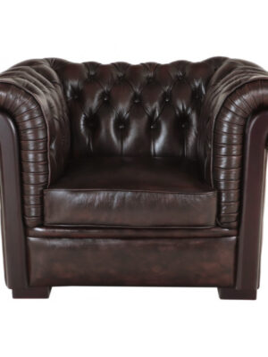 Pohovka jednomiestna Chesterfield Tiffy z pravej hovädzej kože Brown